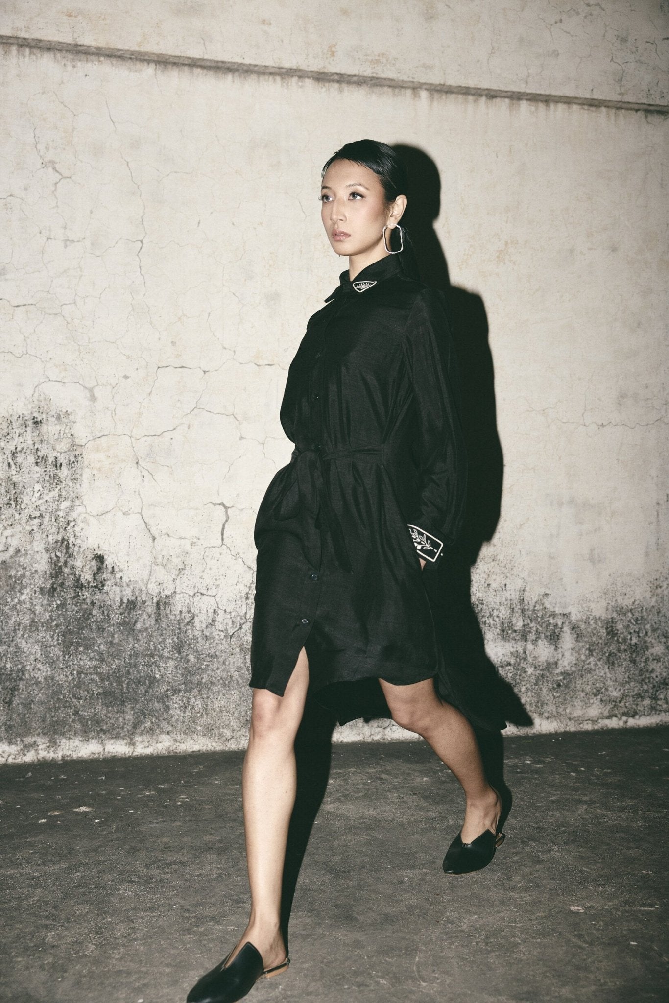 AN Black Canvas Shirt Dress - CiceroniDressesATBW