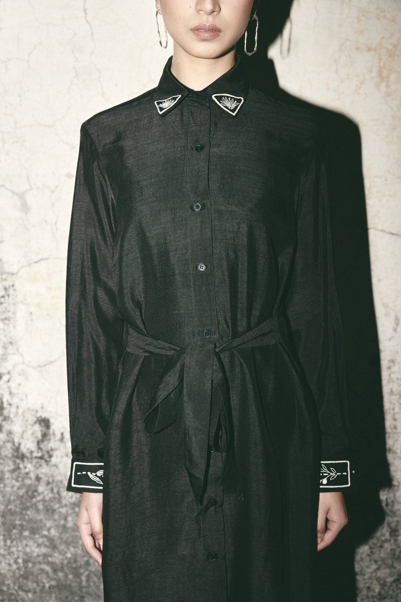 AN Black Canvas Shirt Dress - CiceroniDressesATBW
