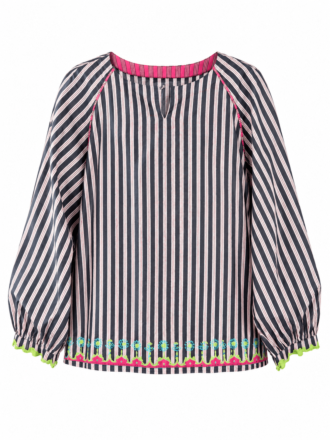 Anaaro - charcoal 100% straight fit raglan hand block printed top - CiceroniTopAnaaro