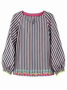 Anaaro - charcoal 100% straight fit raglan hand block printed top - CiceroniTopAnaaro