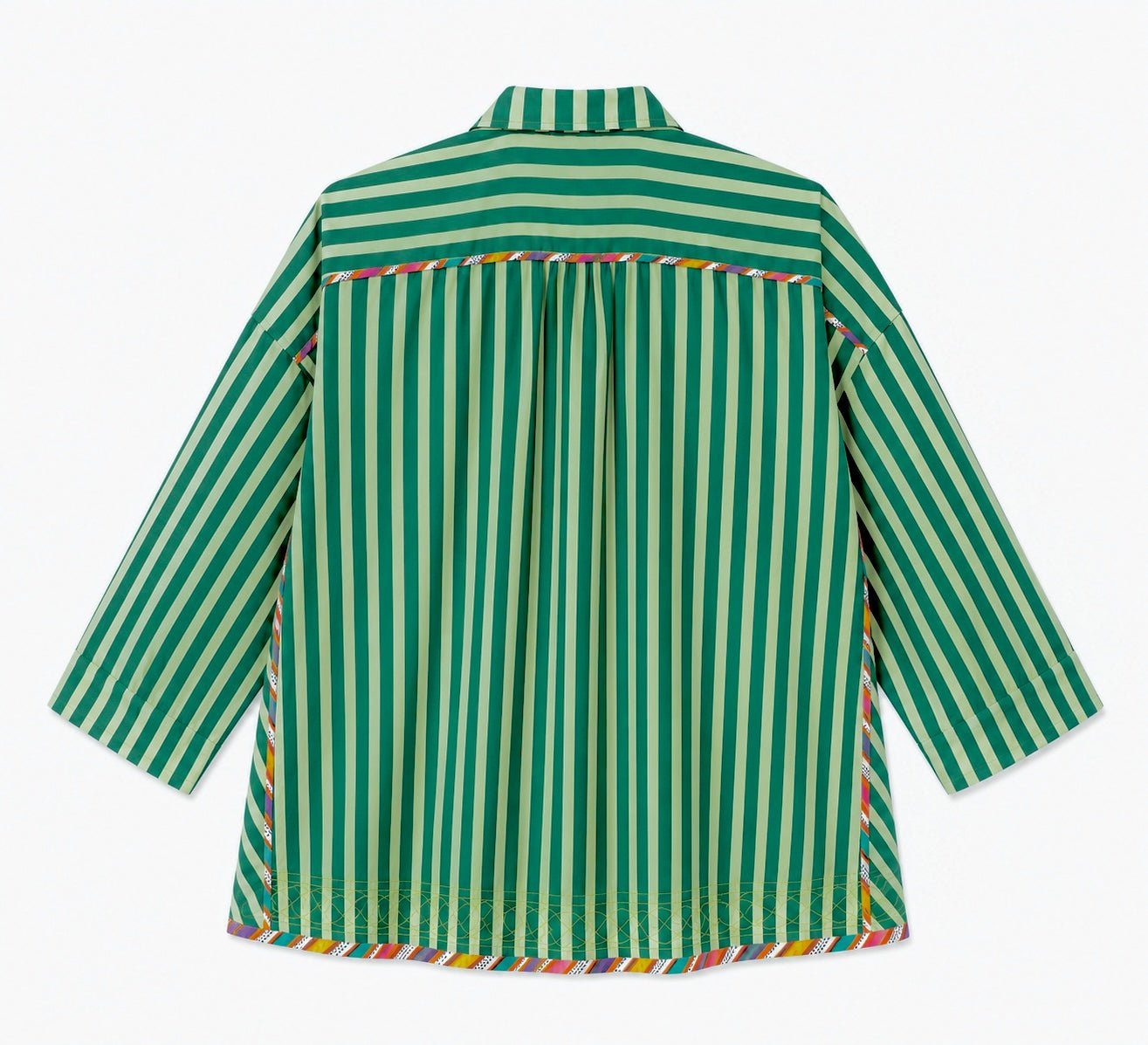 Anaaro - dill green Khamis shirt in 100% cotton block printed flared shirt - CiceroniUnisex ShirtsAnaaro