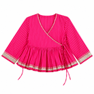 Anaaro - fuschia pink 100% cotton striped gathered peplum top - CiceroniTopsAnaaro
