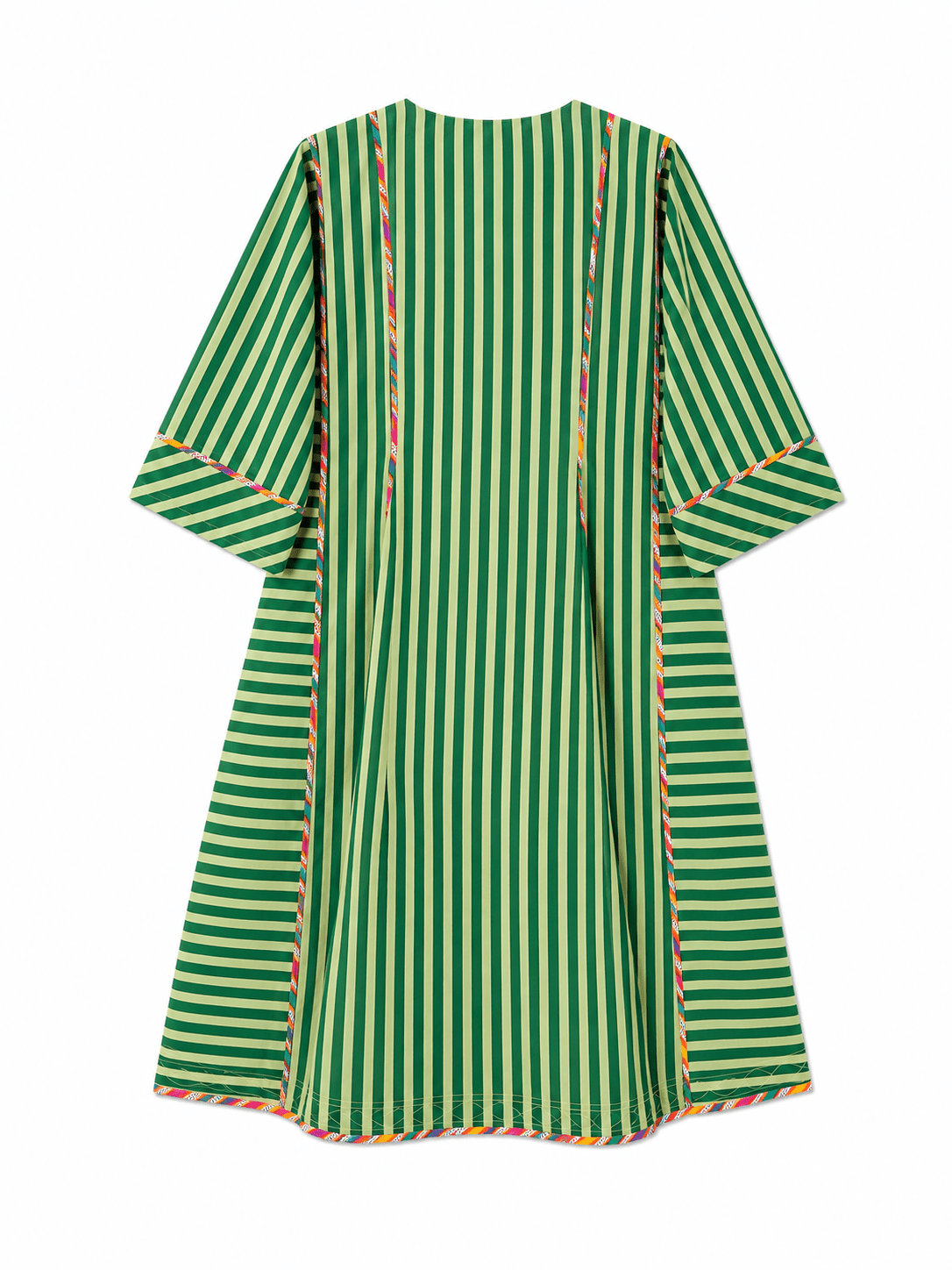 Anaaro- nohra kurta set in 100% cotton hand block print stripes with multicoloured piping - CiceroniKurta Set, Everyday WearAnaaro
