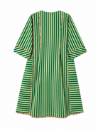 Anaaro- nohra kurta set in 100% cotton hand block print stripes with multicoloured piping - CiceroniKurta Set, Everyday WearAnaaro