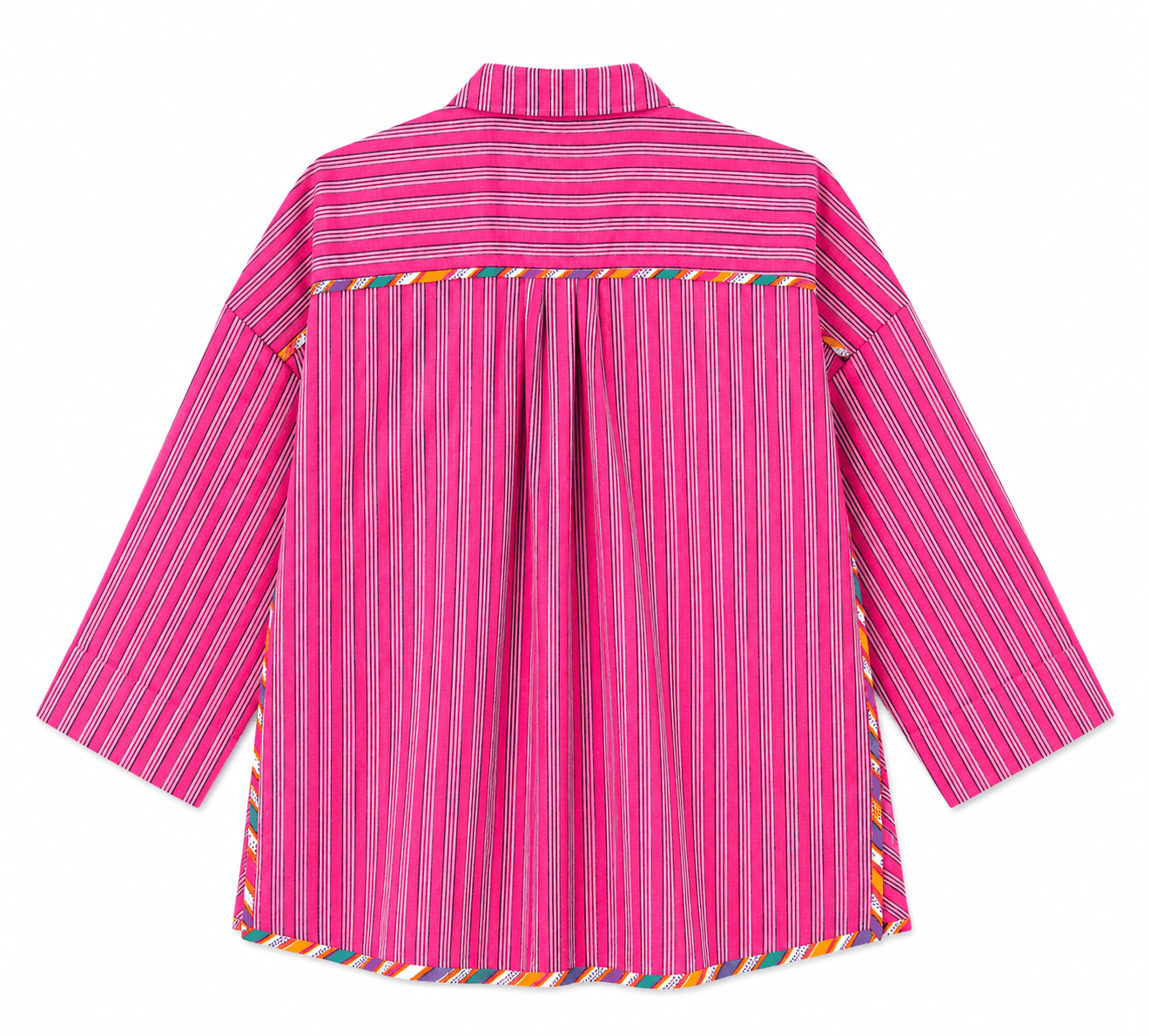 Anaaro - pomegranate pink Khamis shirt in 100% cotton block printed flared shirt - CiceroniWomen ShirtsAnaaro