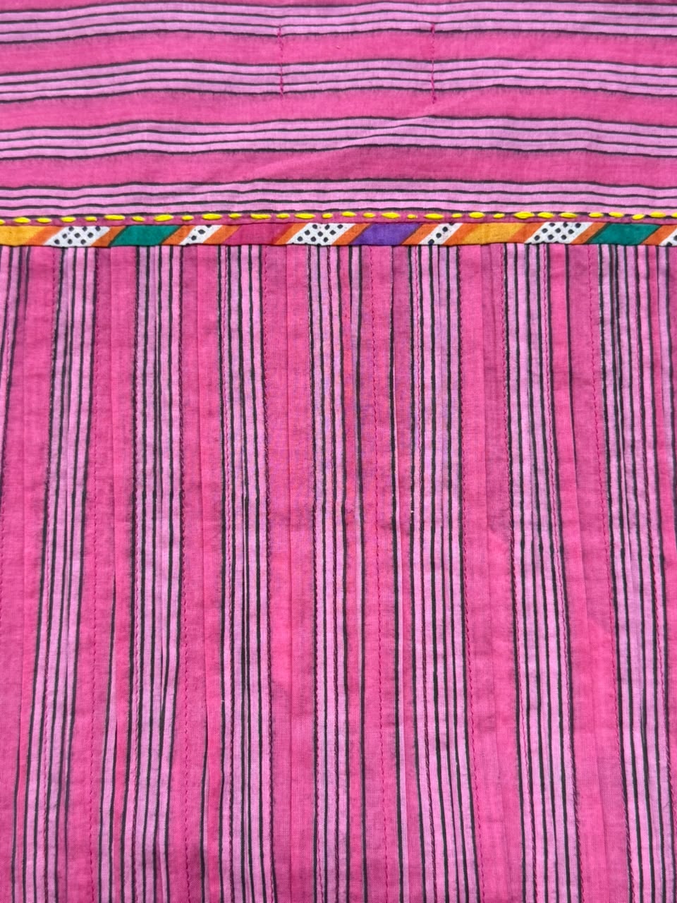 Anaaro - pomegranate pink Manori dress in 100% cotton, hand block printed stripes - CiceroniDressAnaaro