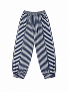 Anaaro - tapered pants in hand block print striped cotton with frill detail - CiceroniWomen PantsAnaaro