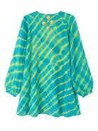 Anaaro - turquoise blue and lime yellow 100% cotton kota doria a-line leheriya tunic top with pants set - Ciceronitunic setAnaaro