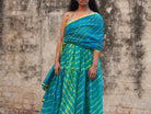 Anaaro - turquoise kanchli strappy dress in tie and dye Leheriya with gota detail - CiceroniDressAnaaro