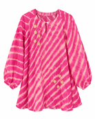 Anaaro - watermelon pink 100% cotton kota doria leheriya a-line tunic top with pants set - Ciceronitunic setAnaaro