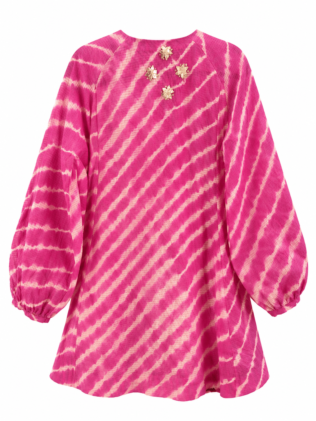 Anaaro - watermelon pink 100% cotton kota doria leheriya a-line tunic top with pants set - Ciceronitunic setAnaaro