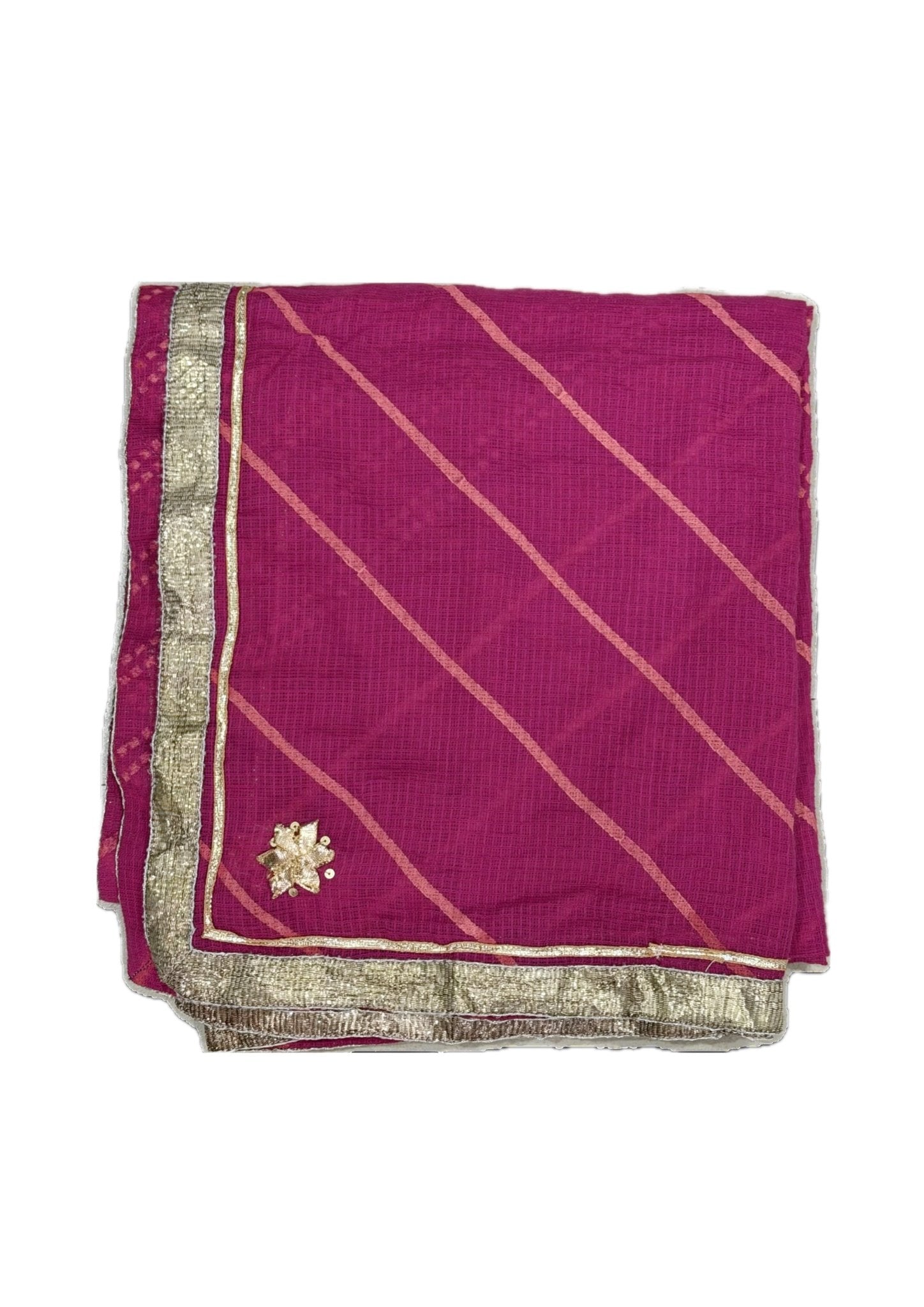 Anaaro - watermelon pink hand block print cotton kota doria dupatta - CiceroniDupattaAnaaro