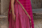 Anaaro - watermelon pink hand block print cotton kota doria dupatta - CiceroniDupattaAnaaro