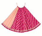 Anaaro - watermelon pink Khara panelled skirt in cotton kota doria with tie and dye leheriya - CiceroniSkirtAnaaro
