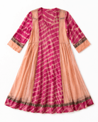 Anaaro - watermelon pink safra dress in tie and dye leheriya kota doria with metallic gota details - CiceroniDressAnaaro