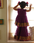 Anagha Sharara Co - ord Set in Purple - CiceroniKurta Set, Festive WearLove The World Today