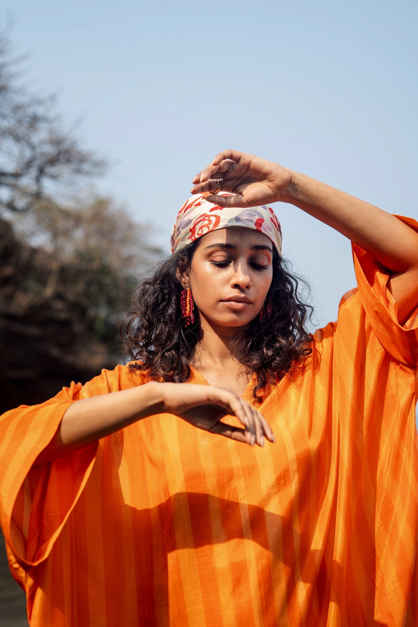 Angela Stripe Kaftan - Orange - CiceroniKaftanRAAS Life