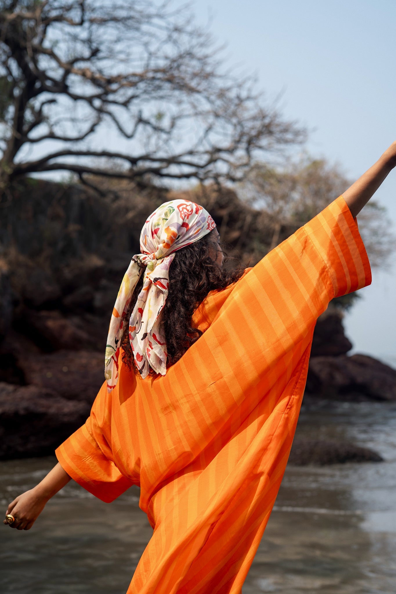 Angela Stripe Kaftan - Orange - CiceroniKaftanRAAS Life