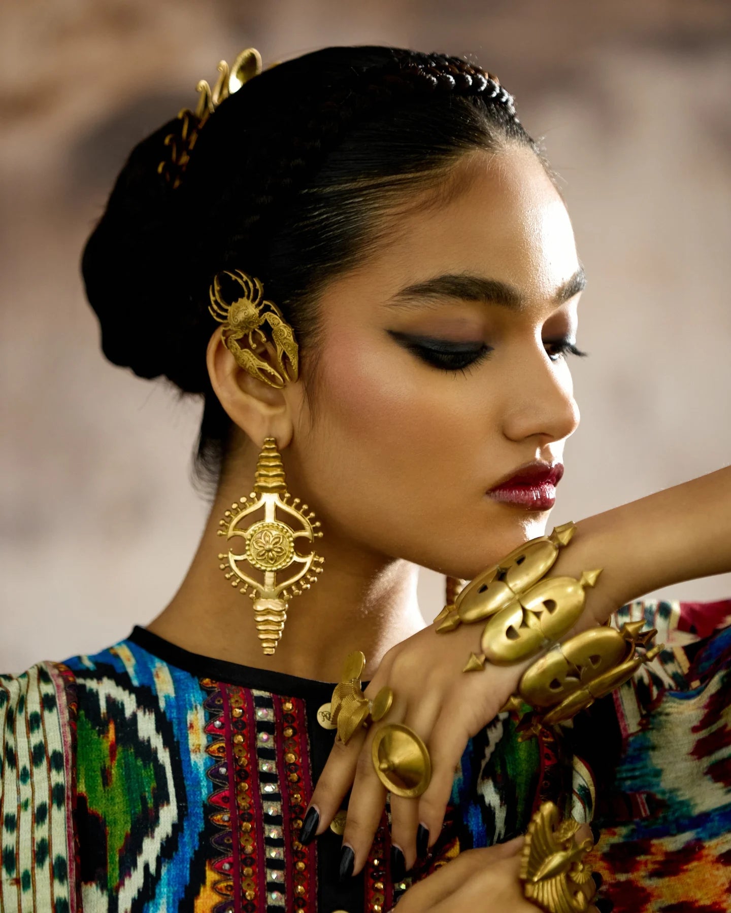 Anki Bunki Aditi – Cancer Antique Gold Brass Earrings - CiceroniEarringsAnki Bunki