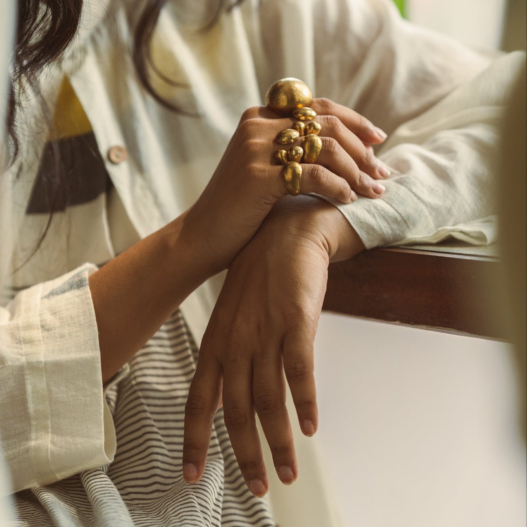 Anki Bunki Aditi – Gimmel - Gold Brass Ring - CiceroniRingsAnki Bunki