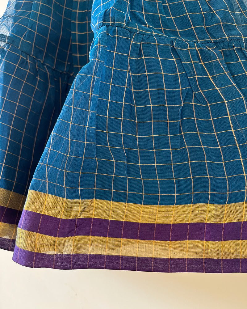 Aparajita Blue Gold Checks Infant Tiered Festive Dress - CiceroniDressesLove The World Today