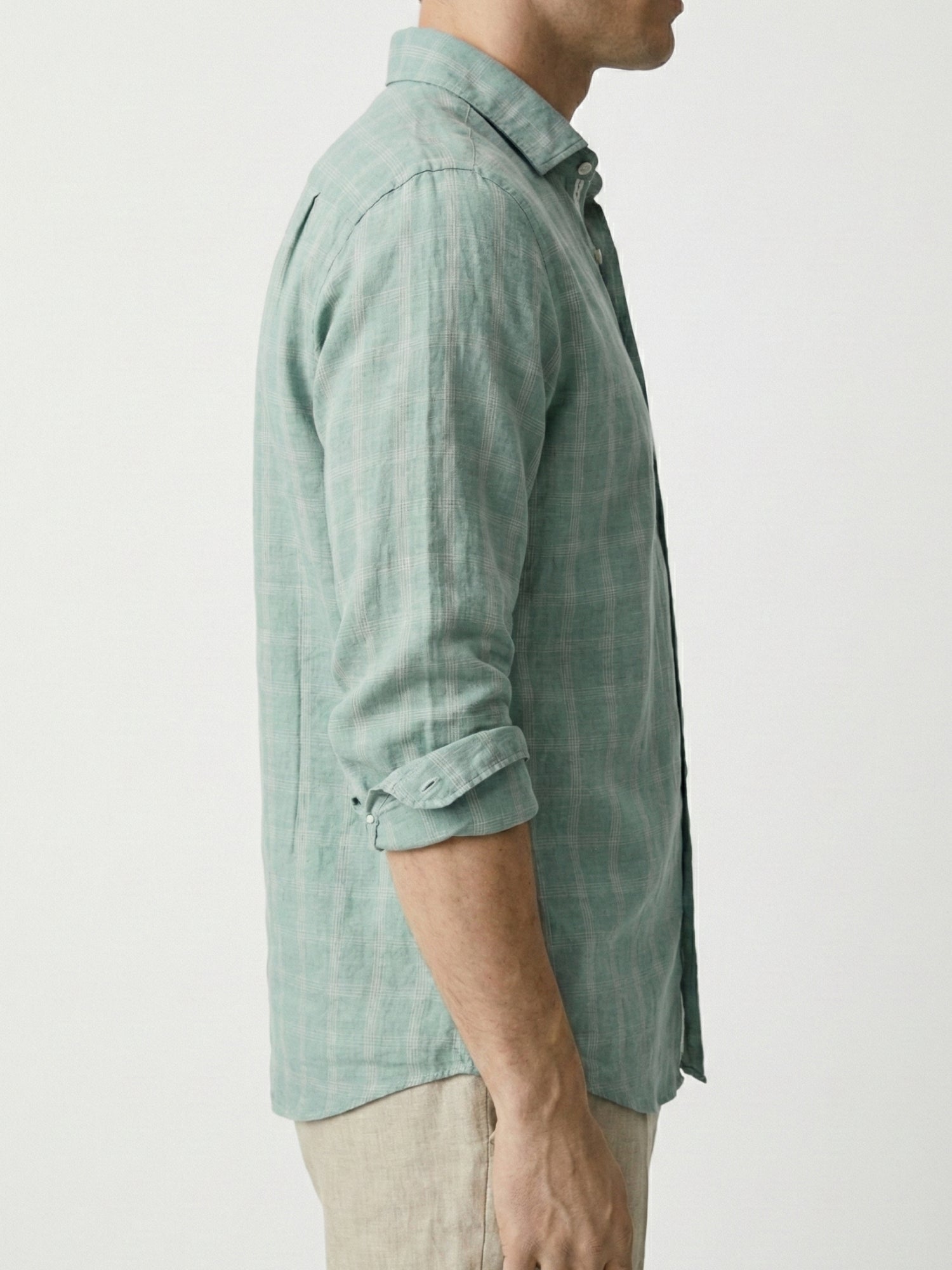 Aqua Sage 100% Pure Linen Checks Shirt - CiceroniMen Shirtsbhrāta