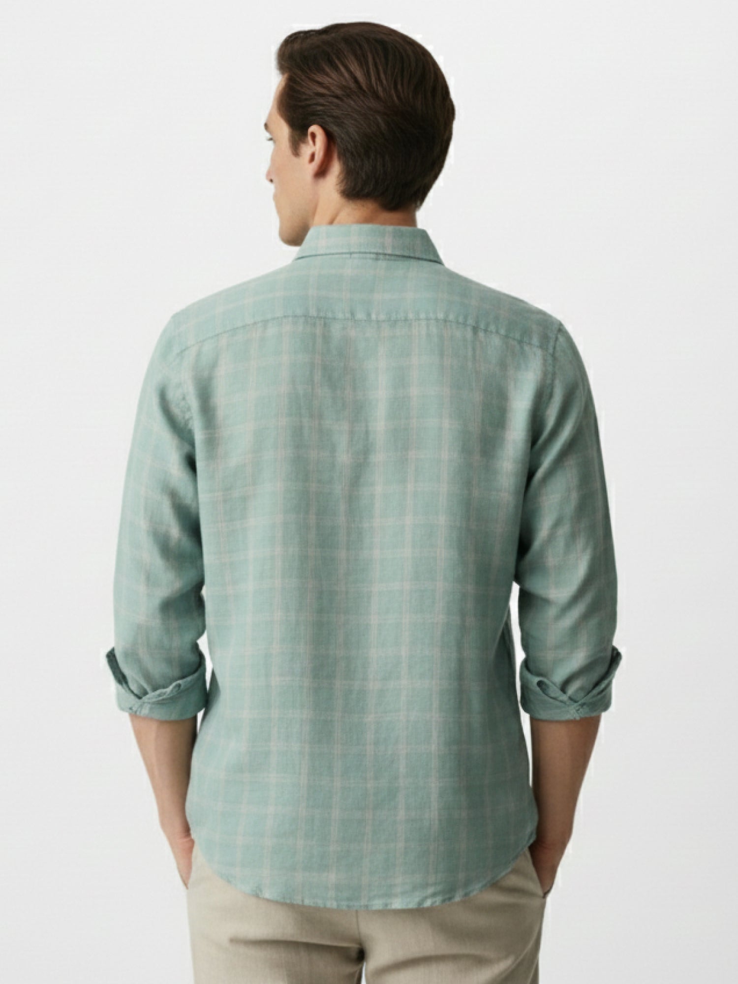 Aqua Sage 100% Pure Linen Checks Shirt - CiceroniMen Shirtsbhrāta