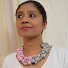 Aranya Neckpiece - Pink & Grey - CiceroniNecklacePaulami