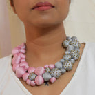Aranya Neckpiece - Pink & Grey - CiceroniNecklacePaulami