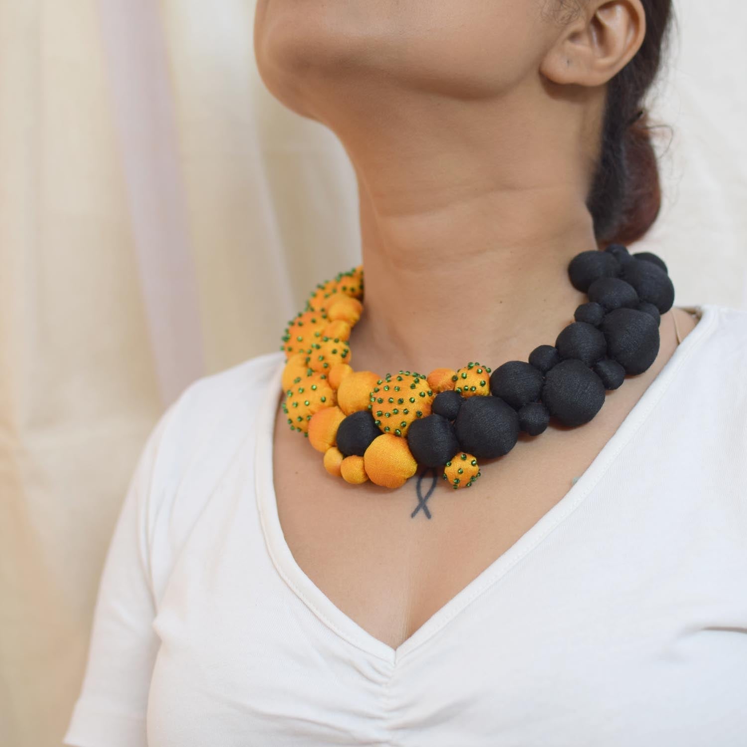 Aranya Neckpiece - Yellow & Black - CiceroniNecklacePaulami