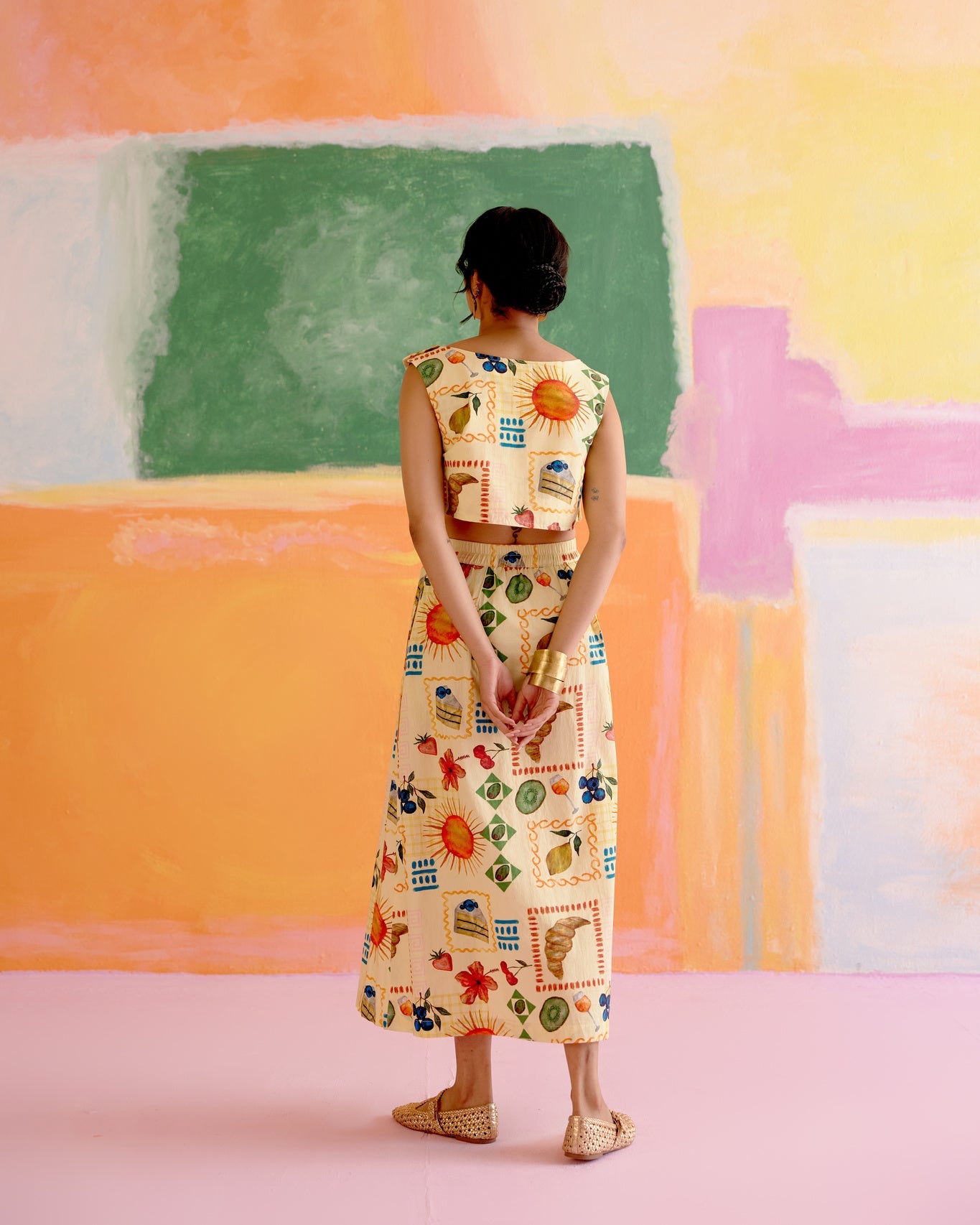 Art Co - ord Set Aloha Print Yellow - CiceroniSkirt SetHappi Space