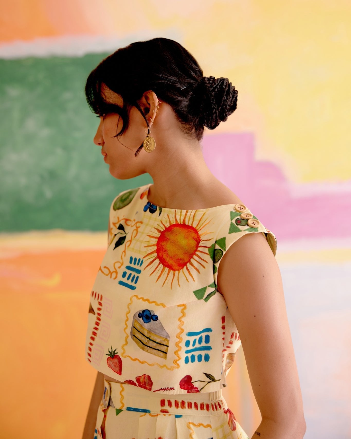 Art Co - ord Set Aloha Print Yellow - CiceroniSkirt SetHappi Space