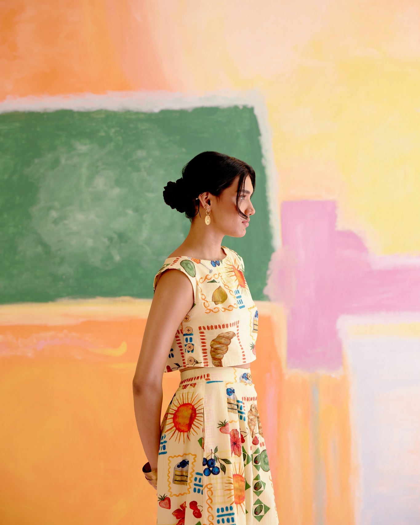 Art Co - ord Set Aloha Print Yellow - CiceroniSkirt SetHappi Space