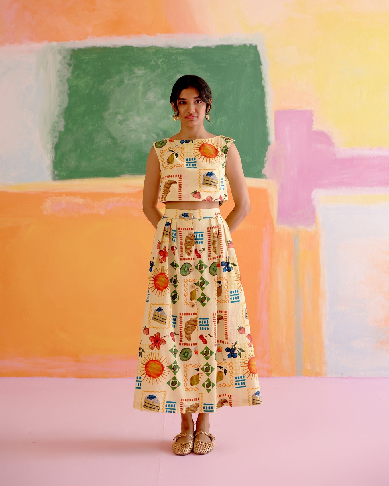 Art Co - ord Set Aloha Print Yellow - CiceroniSkirt SetHappi Space