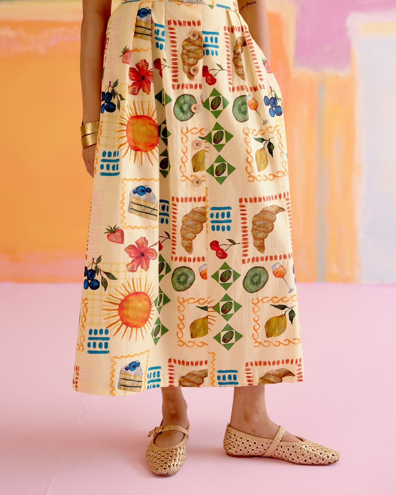 Art Co - ord Set Aloha Print Yellow - CiceroniSkirt SetHappi Space