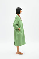 Asparagus Green - Tuscan Red Midi Dress - CiceroniDressesNeora by NC