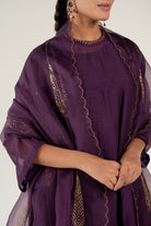 Aubergine Caftan Kurta Set with Shama Odhani - CiceroniKurta Set, Festive WearNirjara