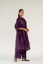 Aubergine Caftan Kurta Set with Shama Odhani - CiceroniKurta Set, Festive WearNirjara