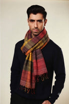 Autumn Madras Checks Peace Silk Scarf for Men - CiceroniScarfAeshaane