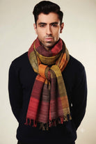 Autumn Madras Checks Peace Silk Scarf for Men - CiceroniScarfAeshaane