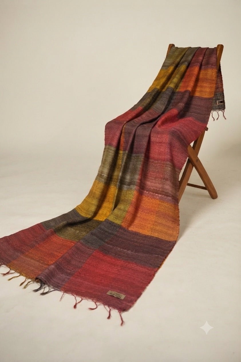 Autumn Madras Checks Peace Silk Scarf for Men - CiceroniScarfAeshaane