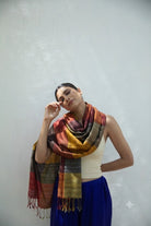 Autumn Madras Checks Peace Silk Scarf for Women - CiceroniScarfAeshaane