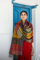 Autumn Madras Checks Peace Silk Scarf for Women - CiceroniScarfAeshaane