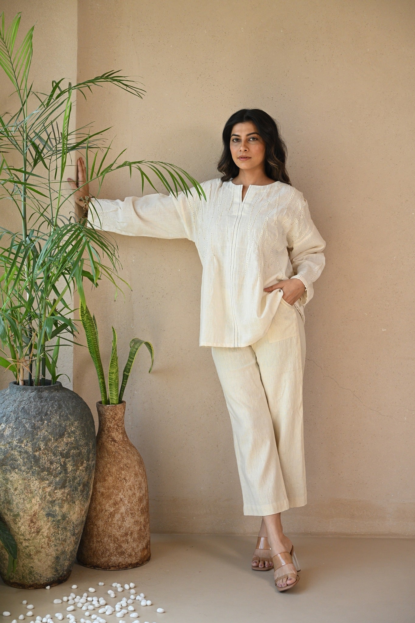 Ava Tunic - Natural White - CiceroniTopsRang by Rajvi