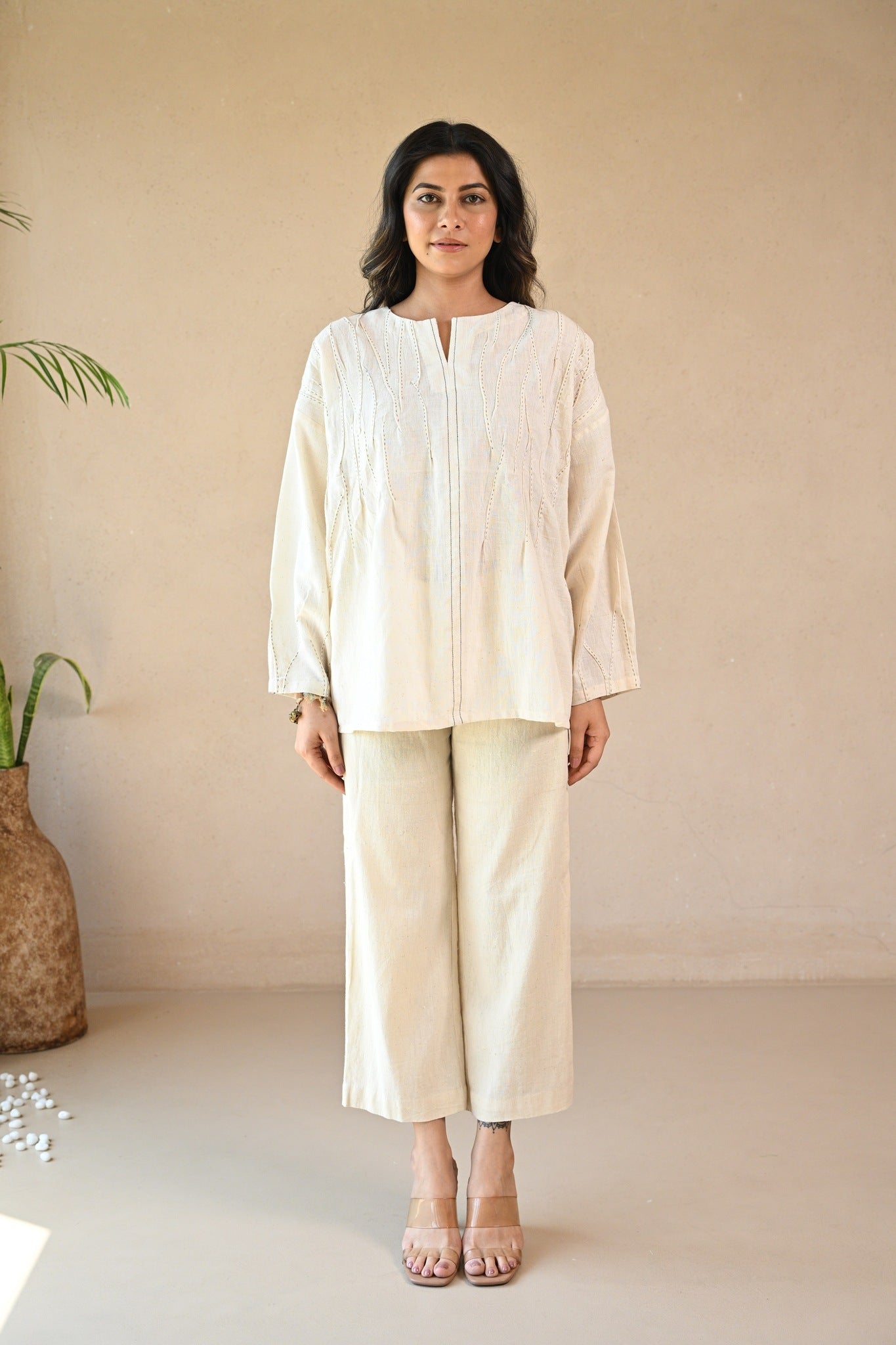 Ava Tunic - Natural White - CiceroniTopsRang by Rajvi
