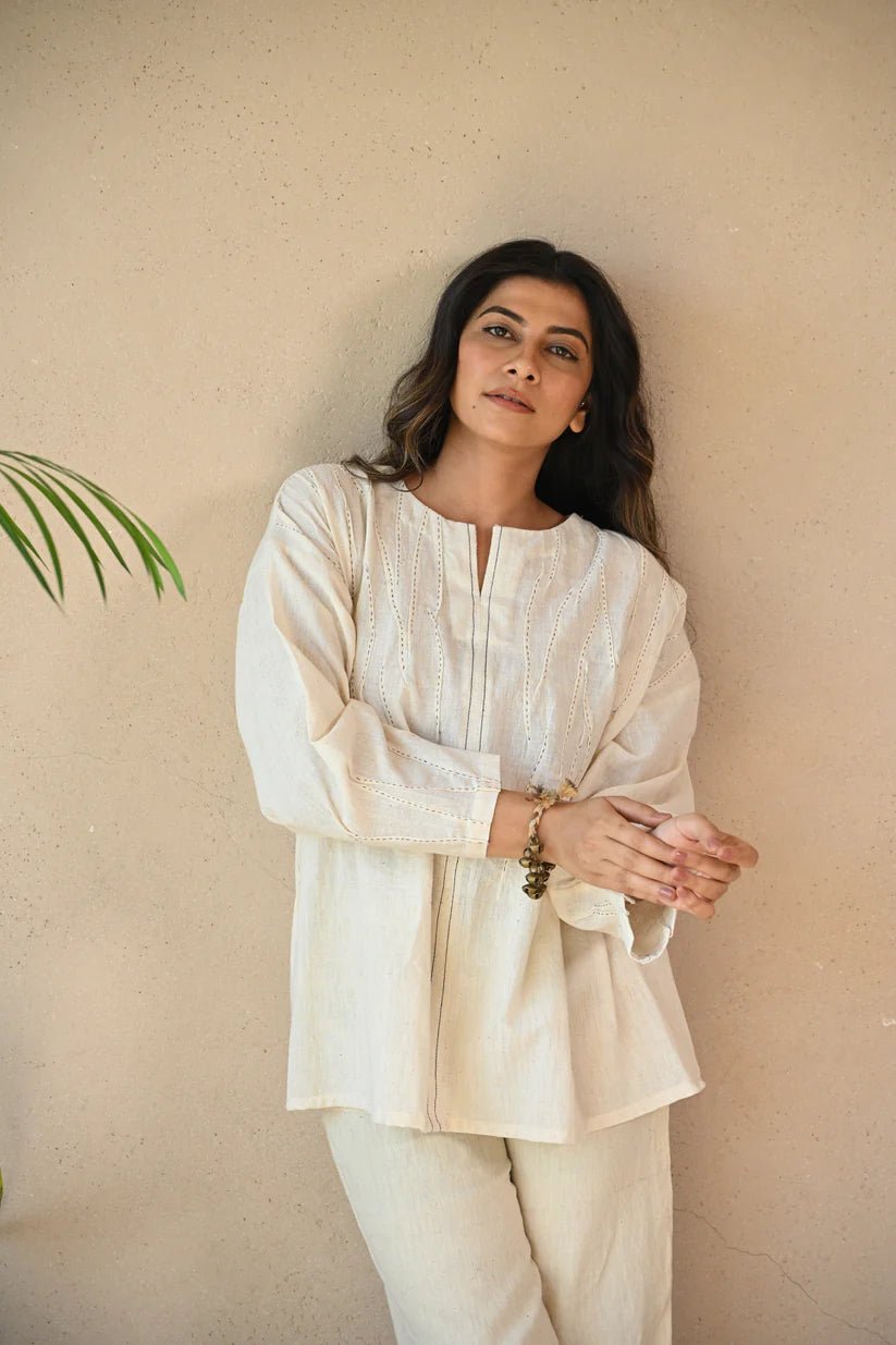 Ava Tunic - Natural White - CiceroniTopsRang by Rajvi