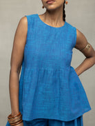 Azure Blue Textured Co - Ord Set with Sleeveless Top & Wide - Leg Pants - CiceroniCo - ord SetSutra Art of Clothing