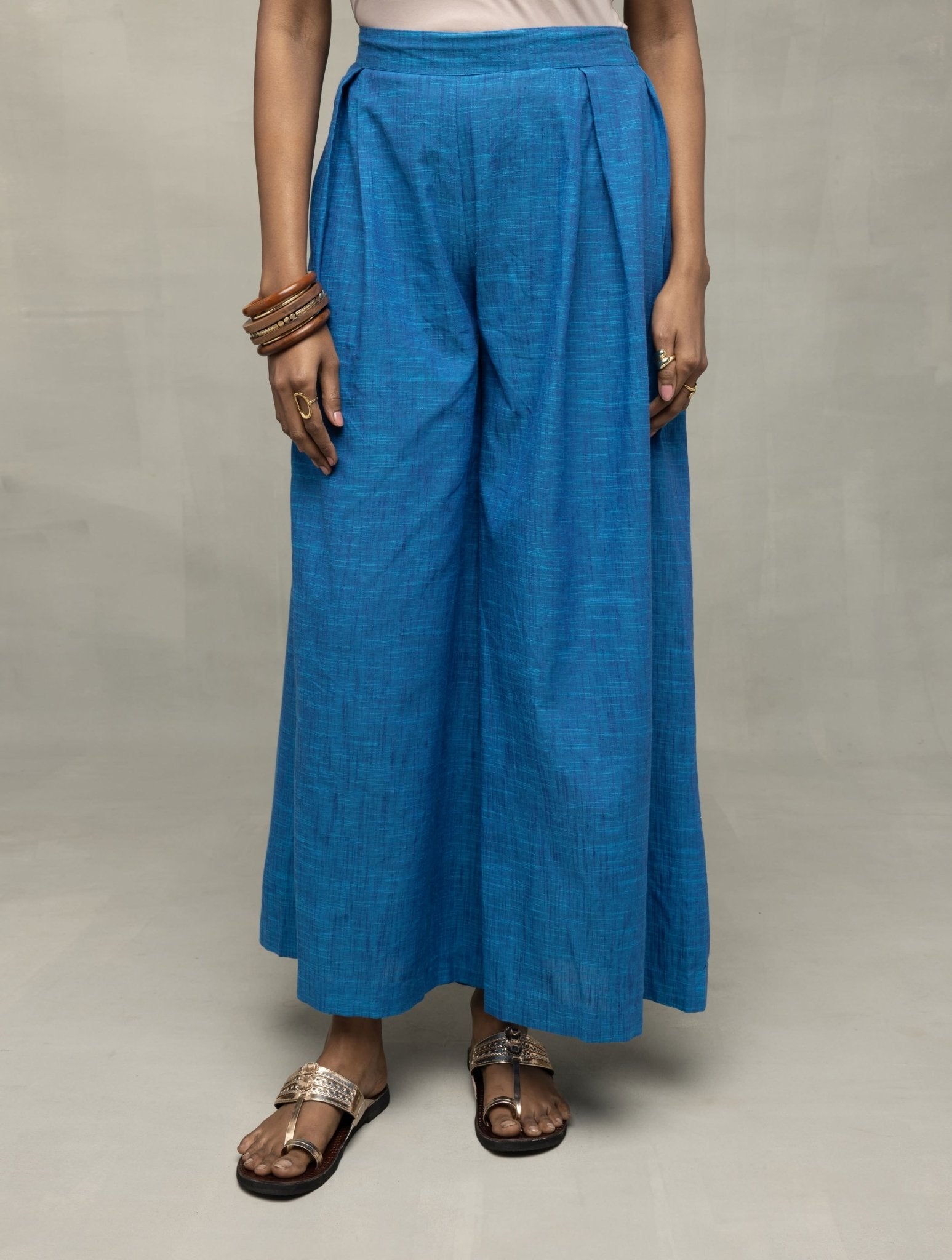 Azure Blue Textured Co - Ord Set with Sleeveless Top & Wide - Leg Pants - CiceroniCo - ord SetSutra Art of Clothing