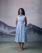 Azure Box Pleat Sleeveless Dress - CiceroniDressesGulmohar Calcutta