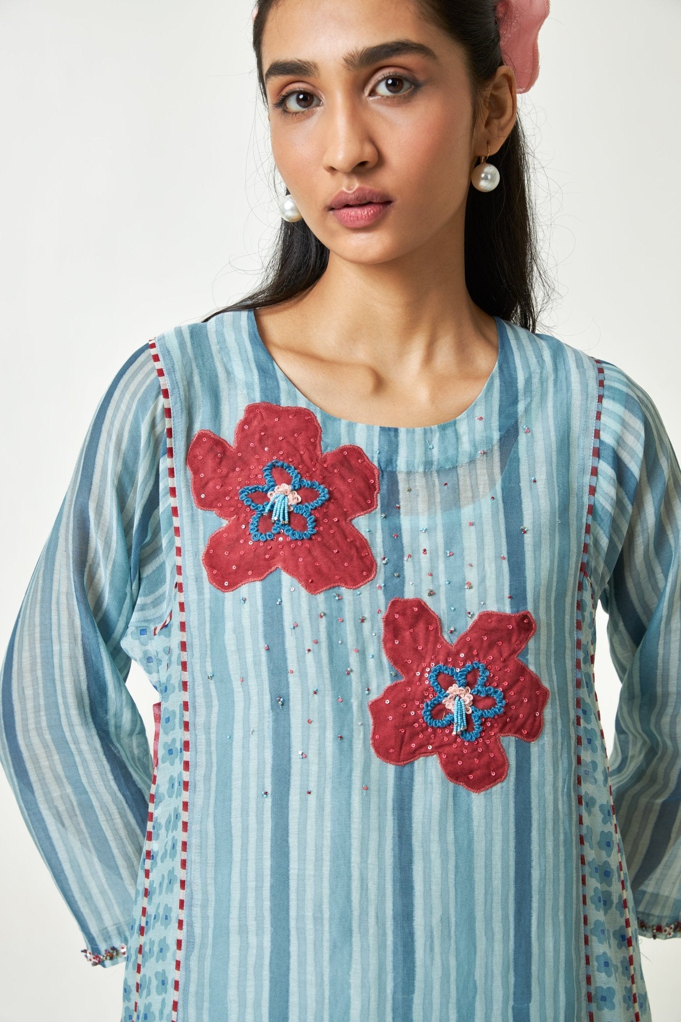 Azure Drift Block printed Kurta Set with Dupatta - CiceroniKurta SetPants and Pajamas